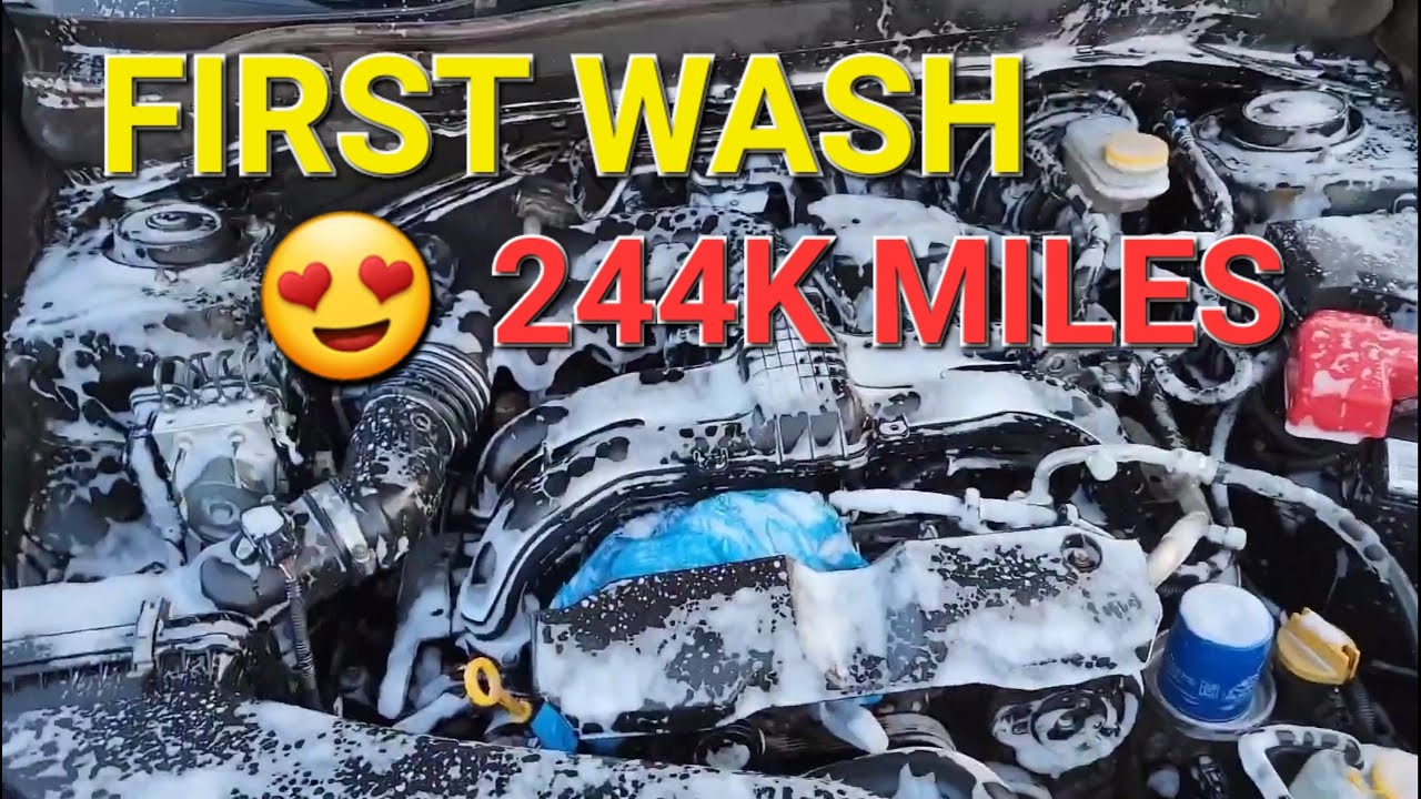Wash Subaru Forester Engine Bay 244K Miles with GUNK Engine Degreaser & Cleaner Foamy.