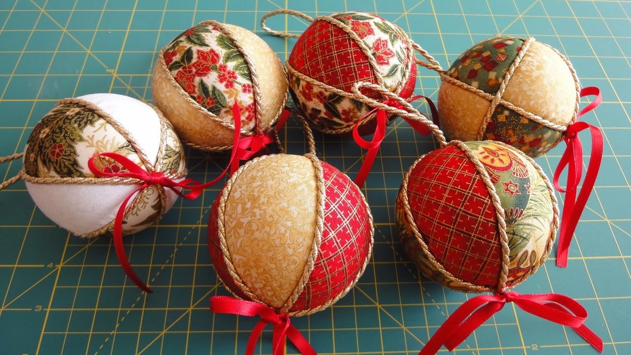 Ёлочный шар из ткани или лент своими руками мастер класс