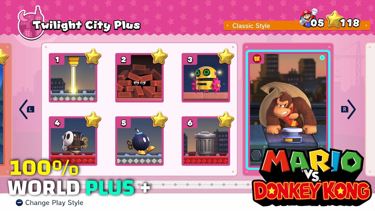 W8+ Twilight City Plus 100% Walkthrough Mario vs Donkey Kong Remake (Full Gameplay 2024)