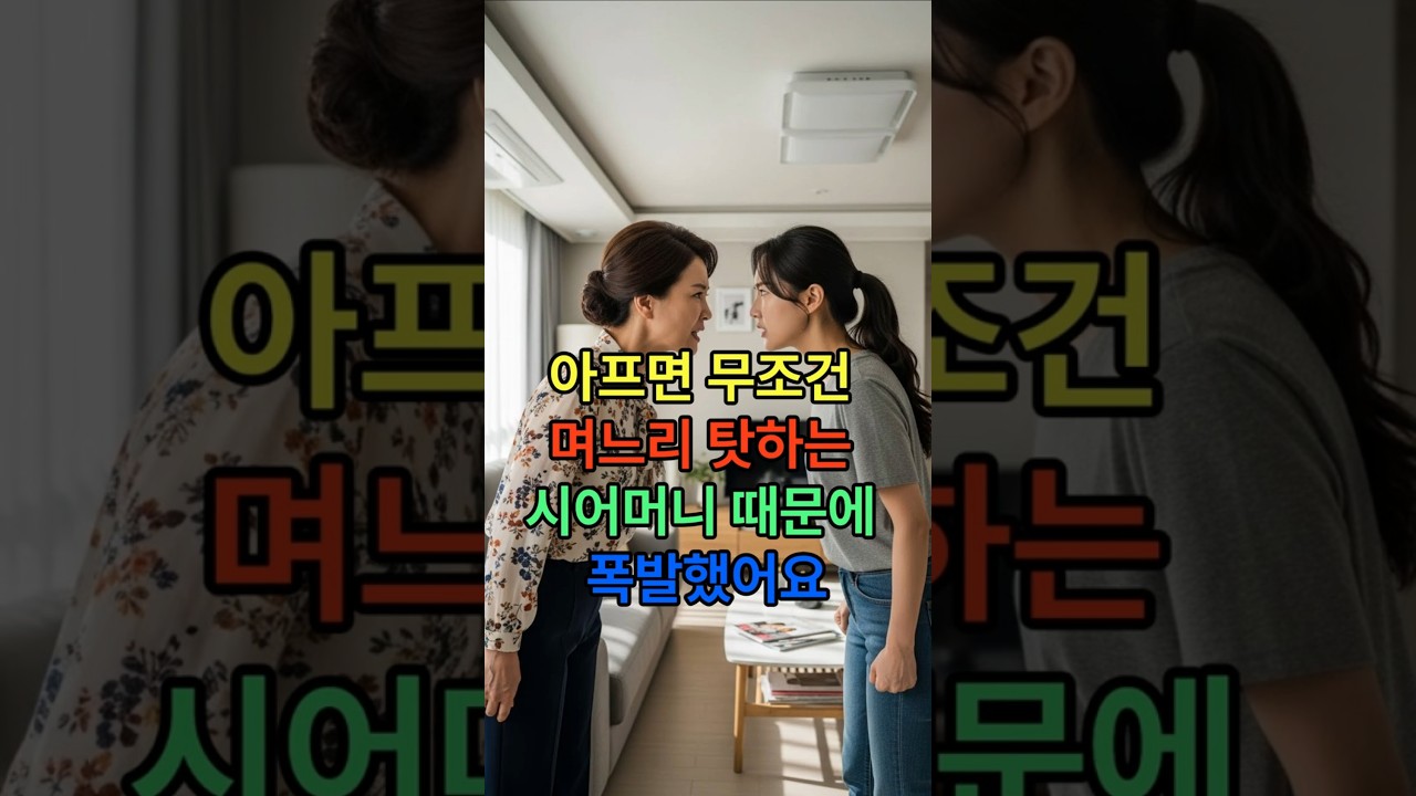 아프면 무조건 며느리 탓하는 시어머니 때문에 폭발했어요 #막장사연 #막장드라마 #실화사연 #실제사연 #시어머니썰 #며느리썰 #고부갈등