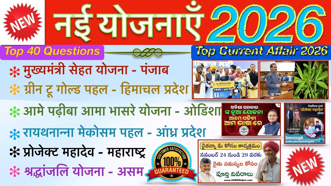 Top 40 Govt Schemes 2026 | 1 Number पक्का! | Important Schemes for SSC, Bank, Railway, Pcs