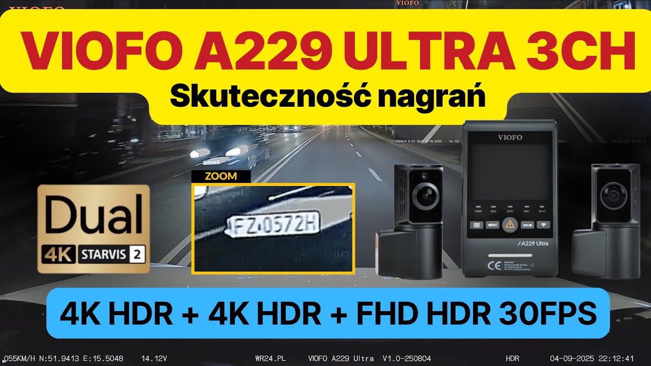 Kamera samochodowa VIOFO A229 ULTRA 3CH @ 4K+4K+FHD 30FPS HDR