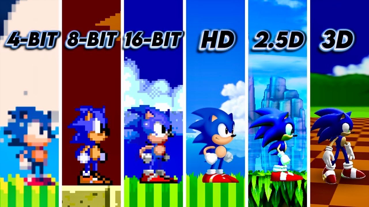 Sonic The Hedgehog 2 || 4-BIT vs 8-BIT vs 16-BIT vs 32-BIT vs HD vs 2.5D vs 3D