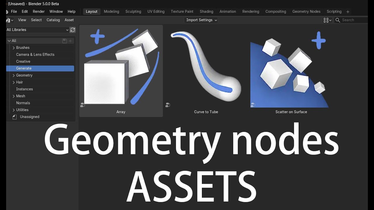 Blender 5.0 geometry nodes asset simple introduction (the future cloner and field function in C4d)