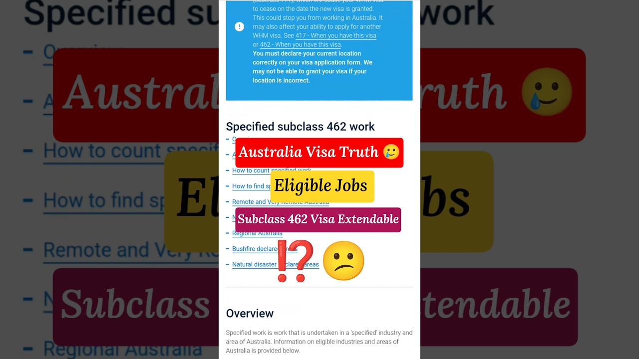 Subclass 462 Visa | Eligible Jobs & Mistakes to Avoid | Australia Visa