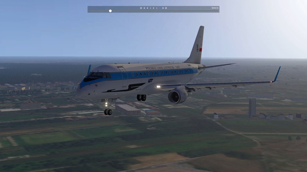 X Plane 11 - Landing Embraer 170 at Warsaw EPWA Chopin Airport - PLL LOT