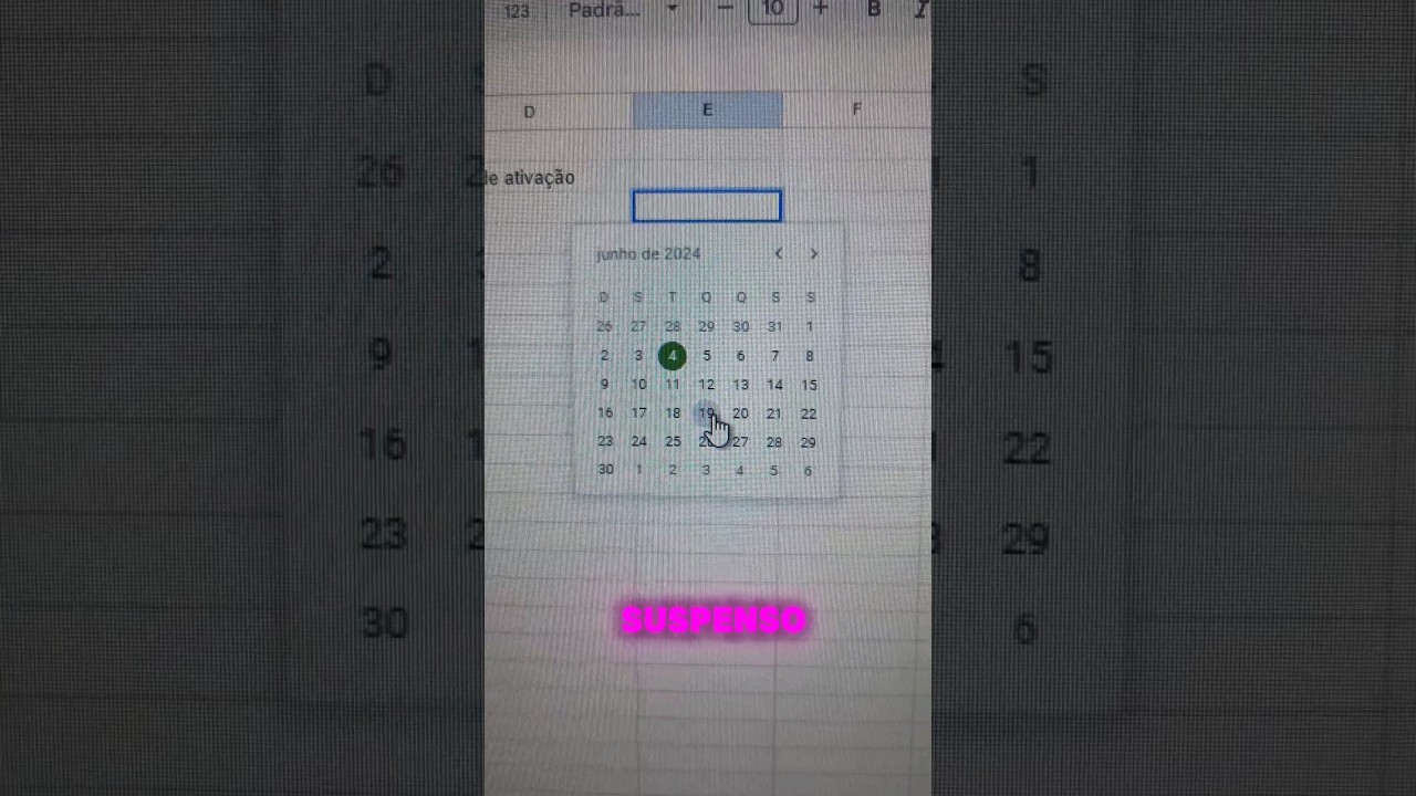 Menu data suspenso calend&aacute;rio 📆 Google planilhas, valida&ccedil;&atilde;o de dados tipo data