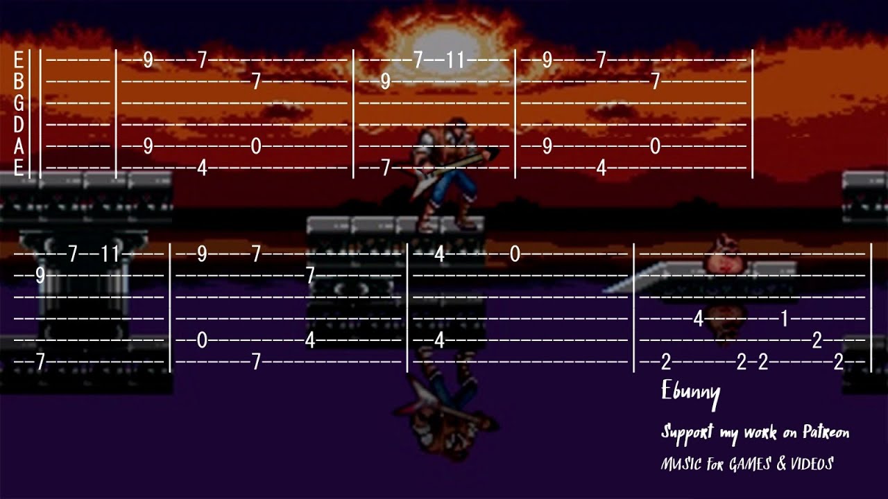 Castlevania Bloodlines - The Sinking Old Sanctuary (Stage 2) [Full Acoustic Guitar Tab by Ebunny]