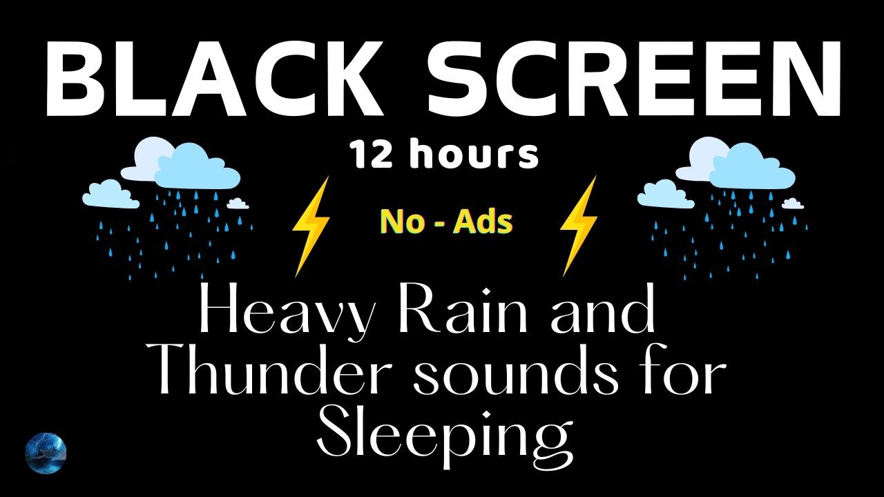 🔴 Heavy Rain and Thunder Sounds Black Screen for Sleeping No Ads| Powerful Thunder for Deep Sleep