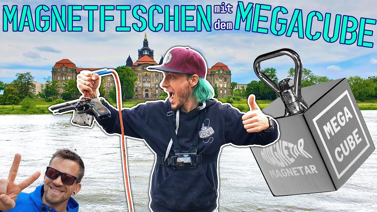 WAFFENFUND beim Magnetangeln! 🔫 Pistole im Fluss gefunden! #magnetfischen @magnetar MEGACUBE