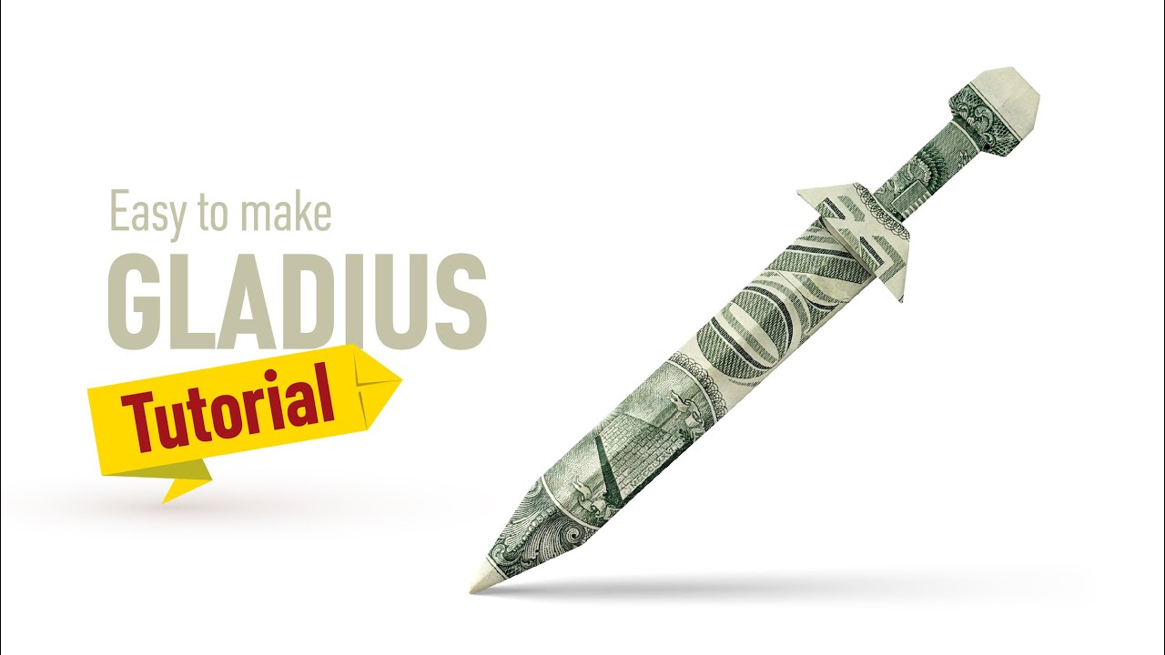 Dollar Origami Gladius. How to Make an Easy Dollar Origami Sword | DIY Dollar Origami Sword