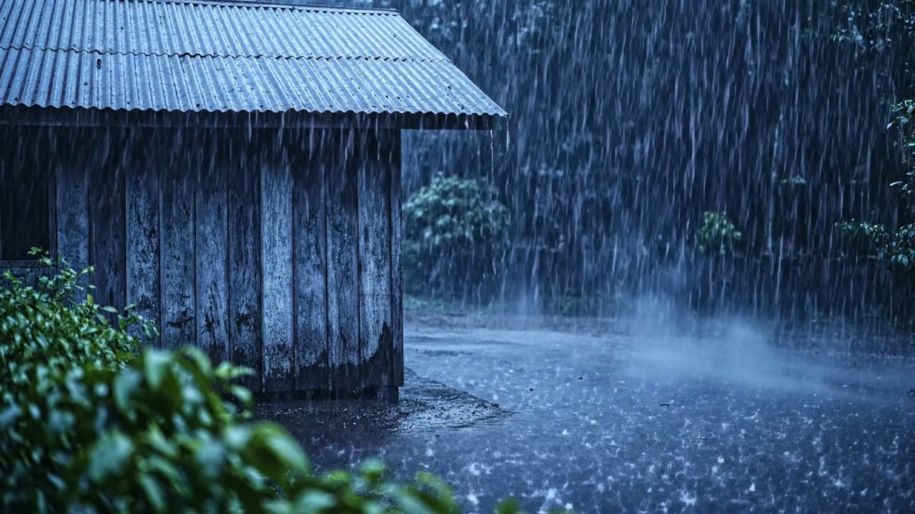 Hipnosis para Sueño Profundo con Lluvia en Techo de Metal y Truenos Fuertes
