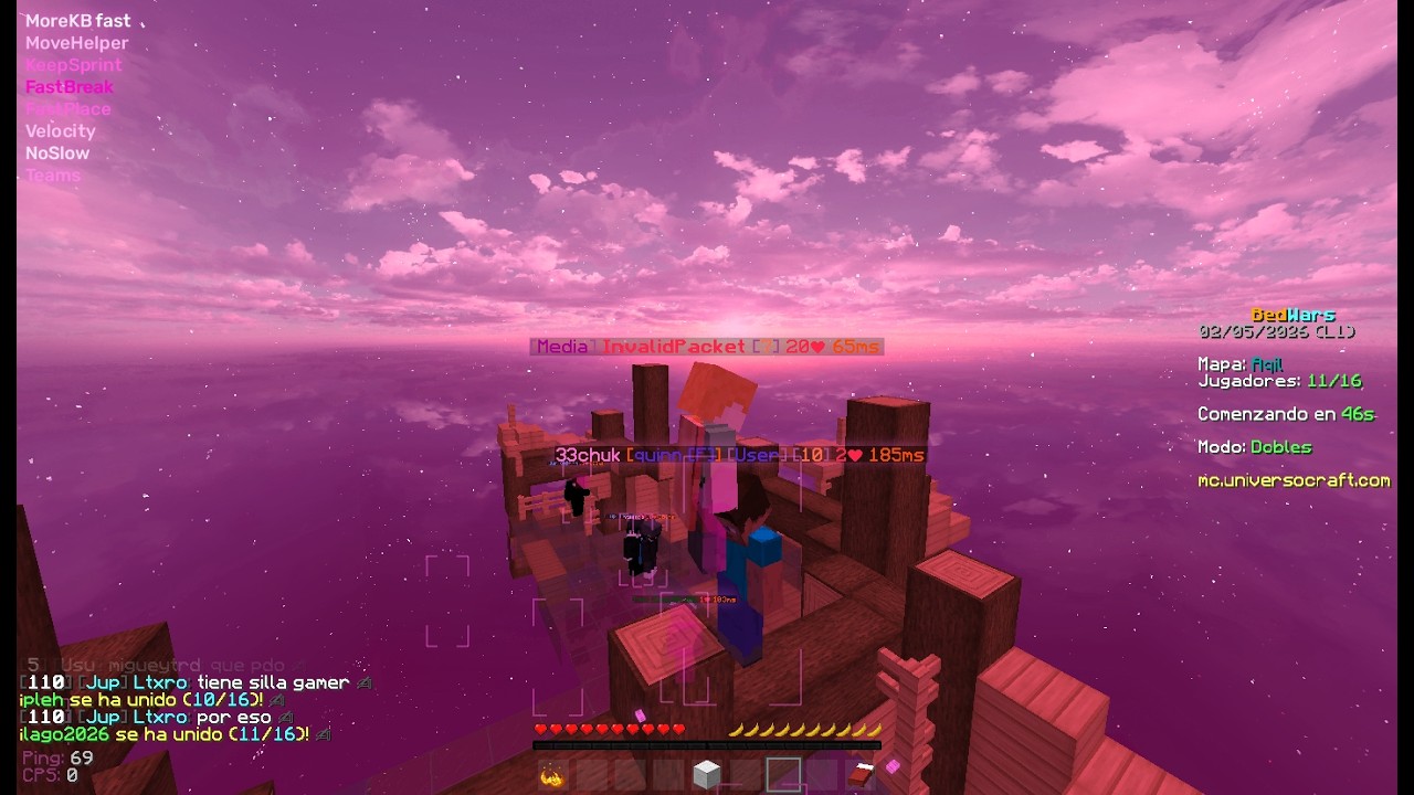KillAura, Full AutoBlock, Noslow, Scaffold on Polar with Augustus Client.