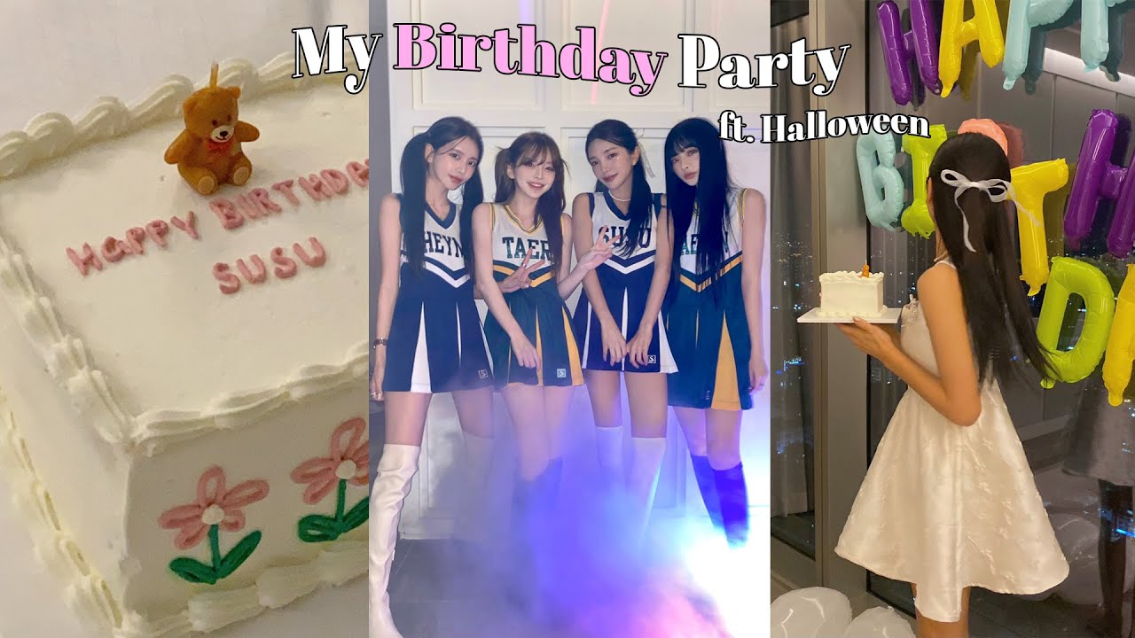 [SUB] 돌아온 나의 생일파티 브이로그 + 깜짝카메라 (생일선물 언박싱 / 할로윈파티 / 치어리더 코스튬) 🎂🎁🎈🎀💕💝