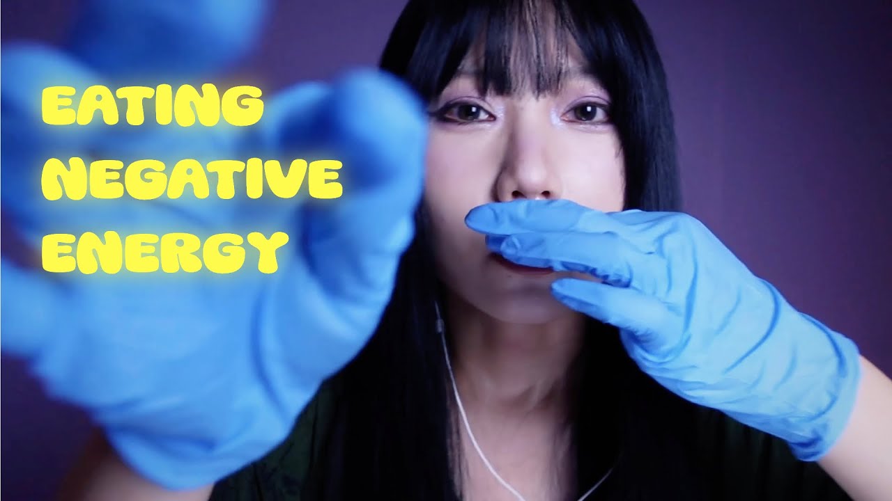 ASMR｜Eating Your Negative Energy👄(Mouth sounds, Gloves sounds, Hand movements, feather brushing...)