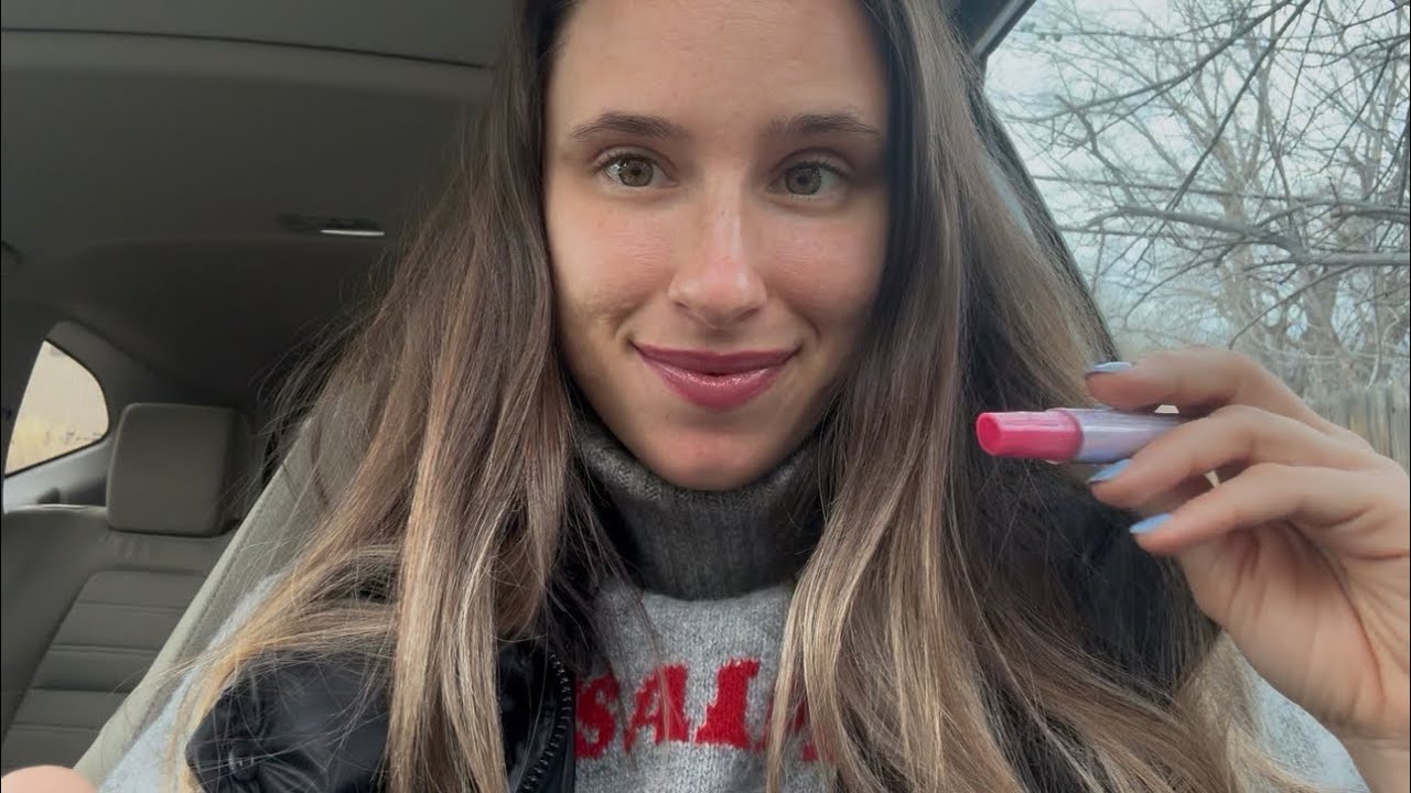 ASMR in the car | Doing Your Lipgloss 💄 (personal attention + lofi tongue clicking)