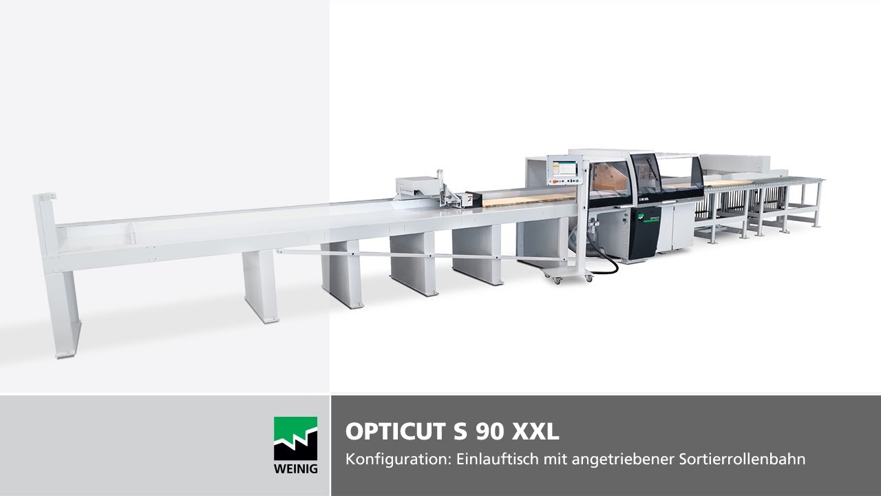 Schiebersäge OptiCut S 90 XXL | Konfiguration: Einlauftisch mit angetriebener Sortierrollenbahn