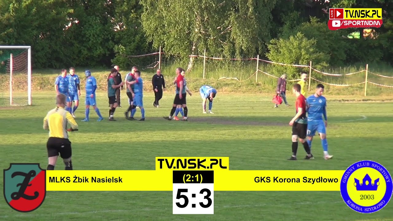 tv.nsk.pl [skrót, bramki] MLKS Żbik Nasielsk - GKS Korona Szydłowo 5:3 (2:1) 2021-05-26 g. 18:00