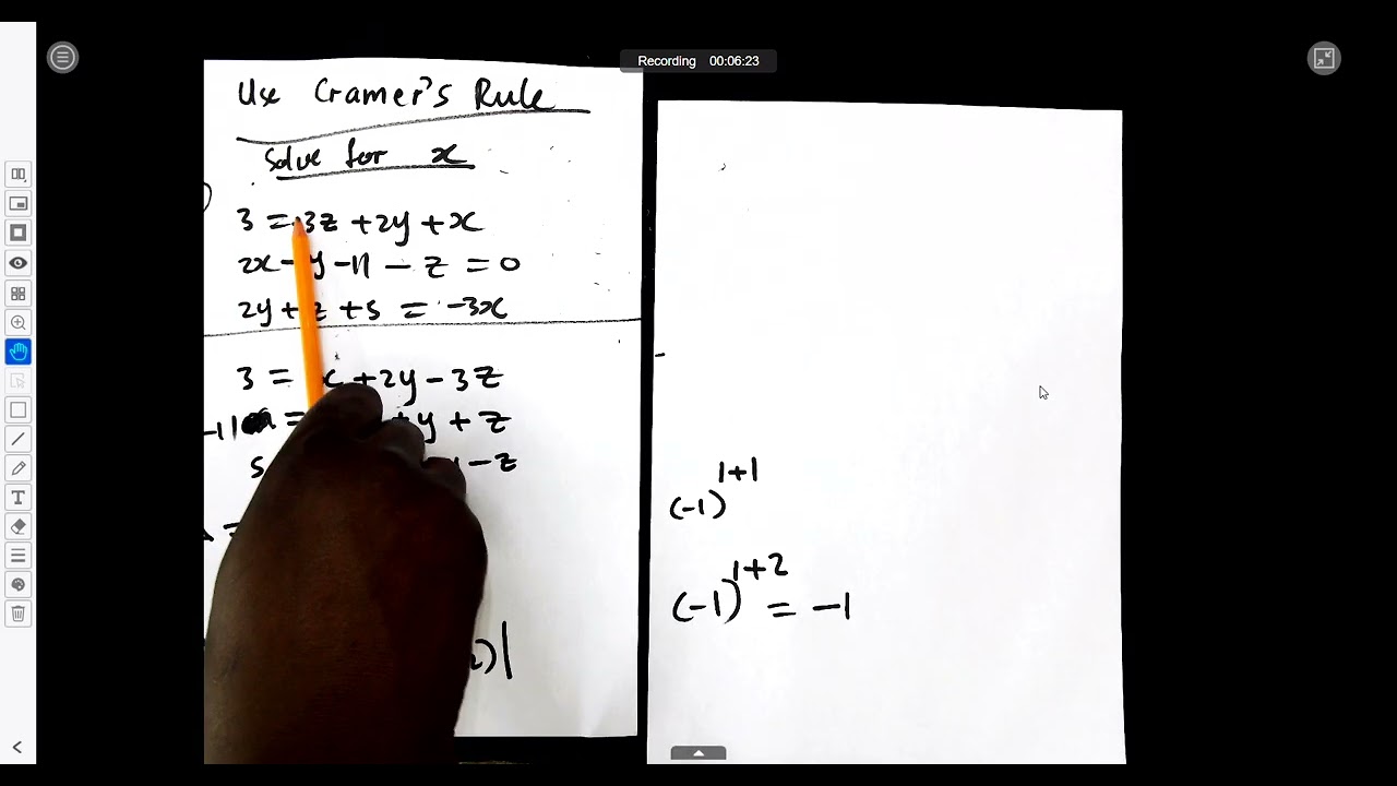 Lesson: Solving for 𝑥 Using Cramer’s Rule | Three Equations