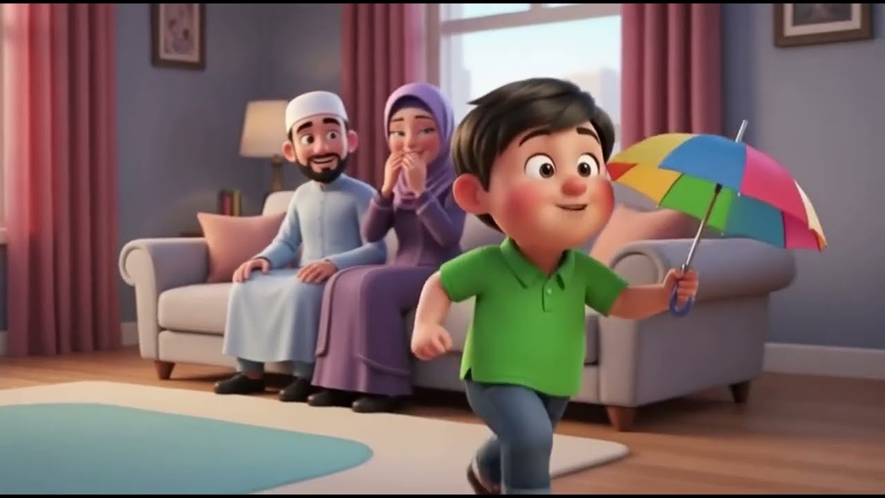 বৃষ্টি হলে পড়ার দোয়া | Allahumma Sayyiban Nafi'an | Kids Islamic Cartoon