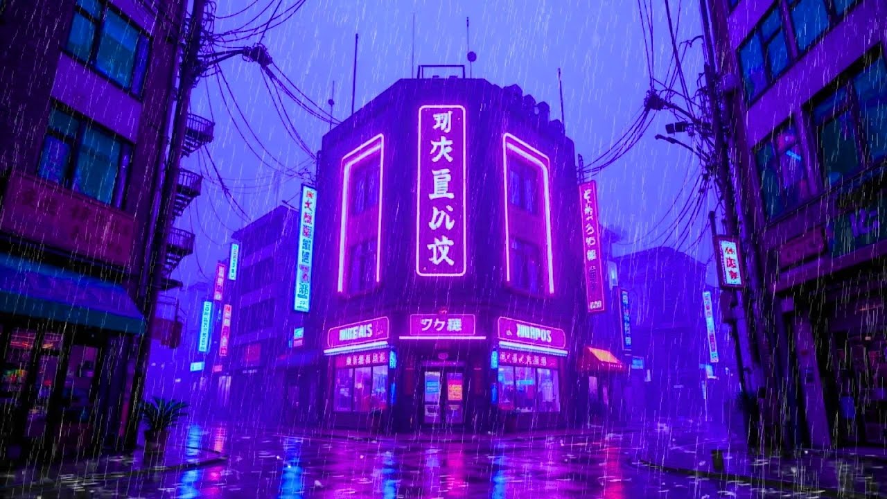 Neon Rainy Alley 🌧️💜 Lofi for Deep Sleep & Insomnia Relief