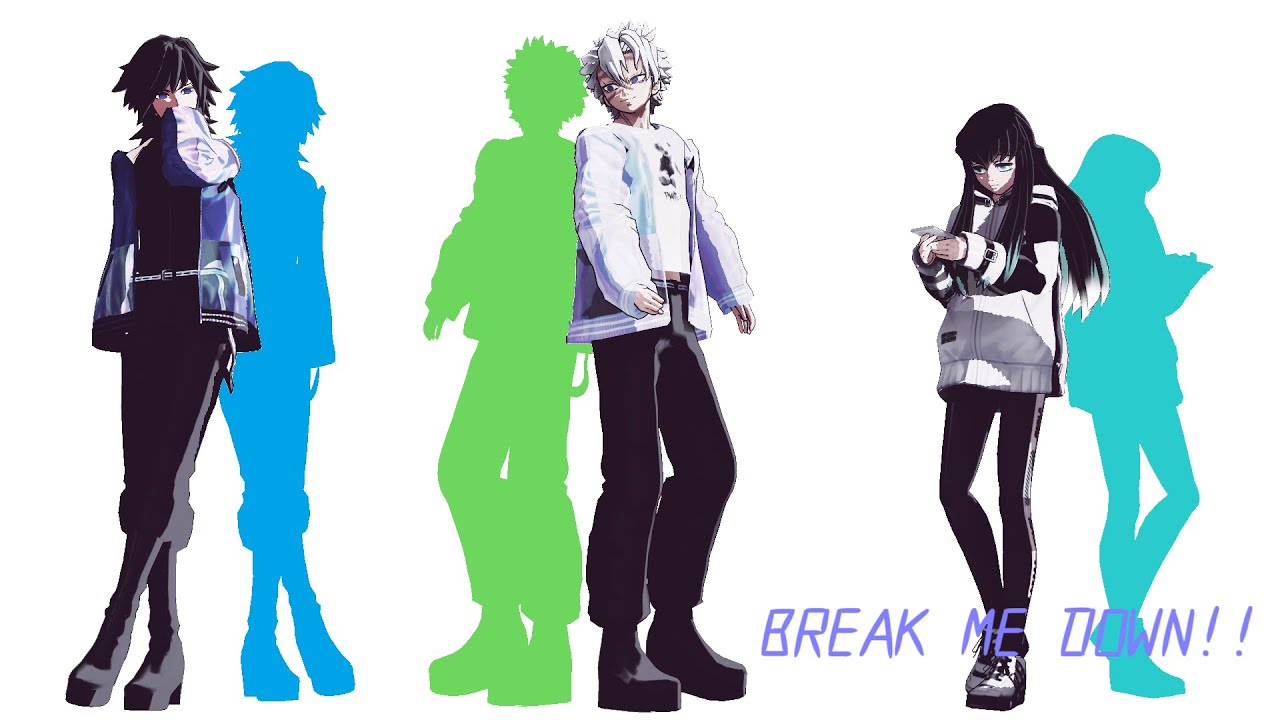 【鬼滅のMMD】BREAK ME DOWN!!【不死川実弥・冨岡義勇・時透無一郎】