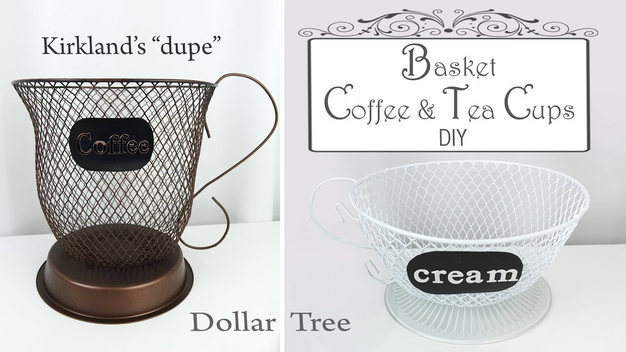 Dollar Tree DIY Basket Coffee & Tea Cups / Basket Storage DIY