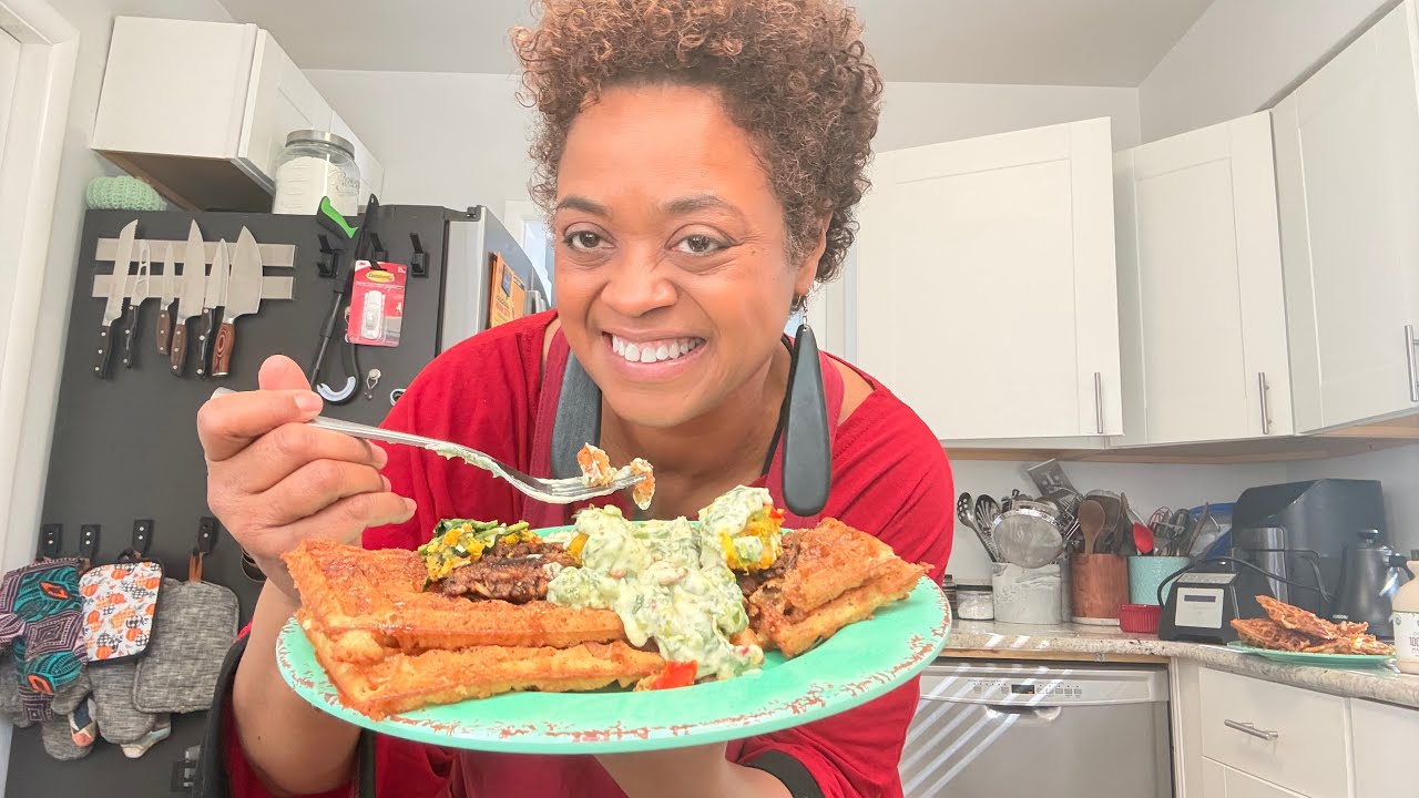 Vegan Waffles, mung beans scramble Brooke Brimm Vegan Soul Foodie