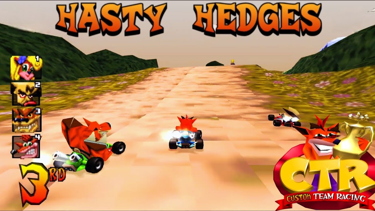 CTR Crash Team Racing: Hasty Hedges Custom Track WITH 7 BOT RACERS By Lolo