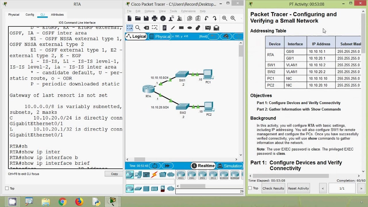 Packet Tracer - Configuring and Verifying a Small Network