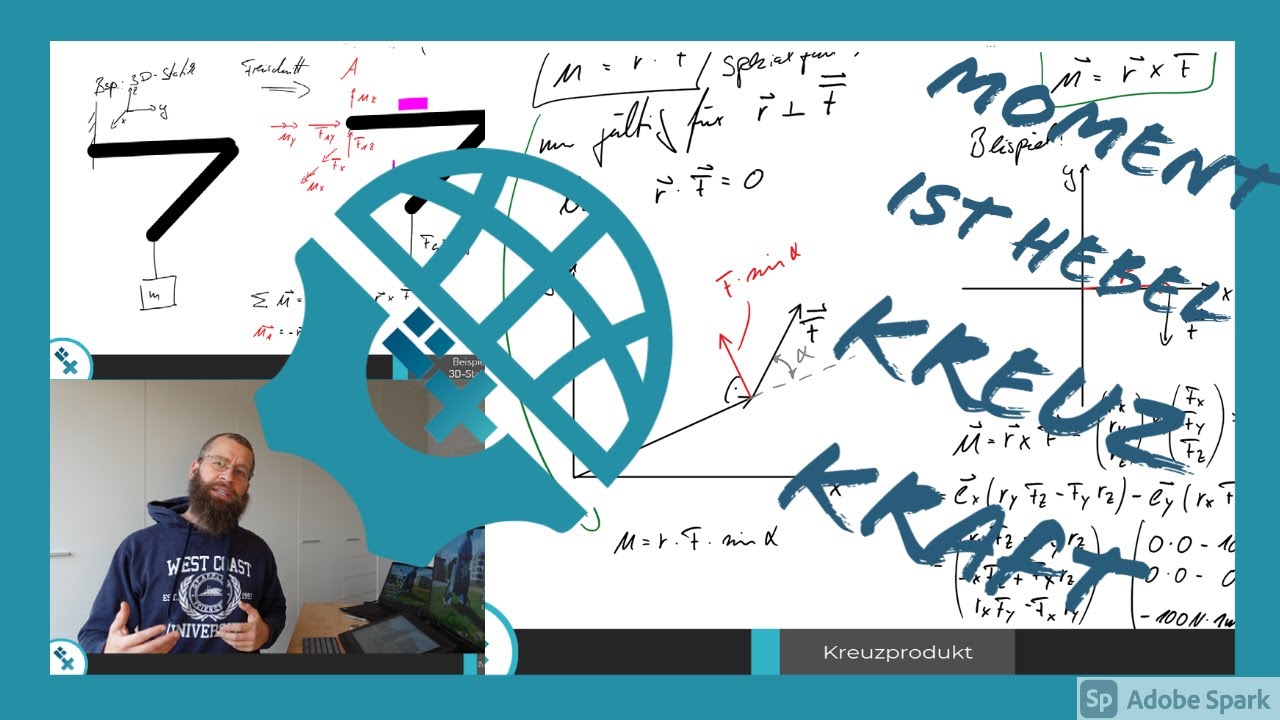 3D-Statik und Berechnung des Momentenvektors als Kreuzprodukt