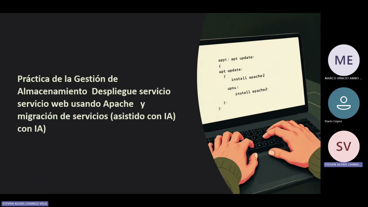Gestión de Almacenamiento,Despliegue servicios con Apache y migración de servicios (asistido con IA)