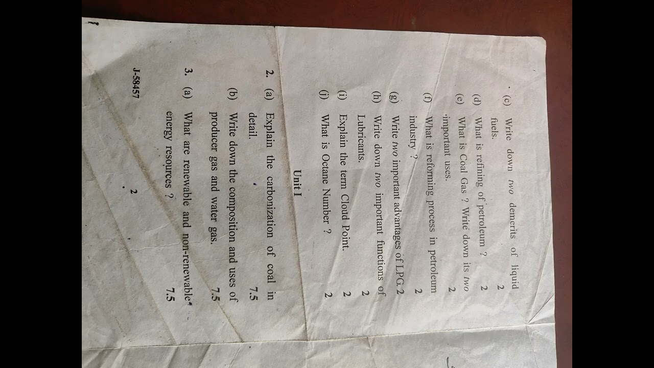 5th sem fuel chemistry #gju#question #paper