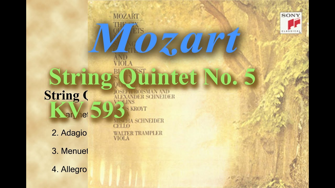 Mozart String Quintet No. 5 in D major KV 593(Budapest String Quartet 1965)