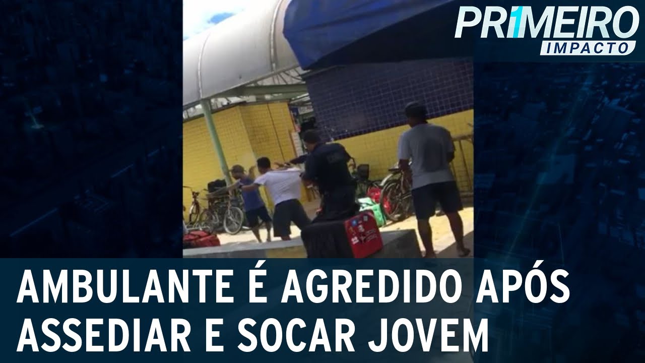Ambulante é agredido após assediar e socar jovem em São Vicente (SP) | Primeiro Impacto (29/12/22)