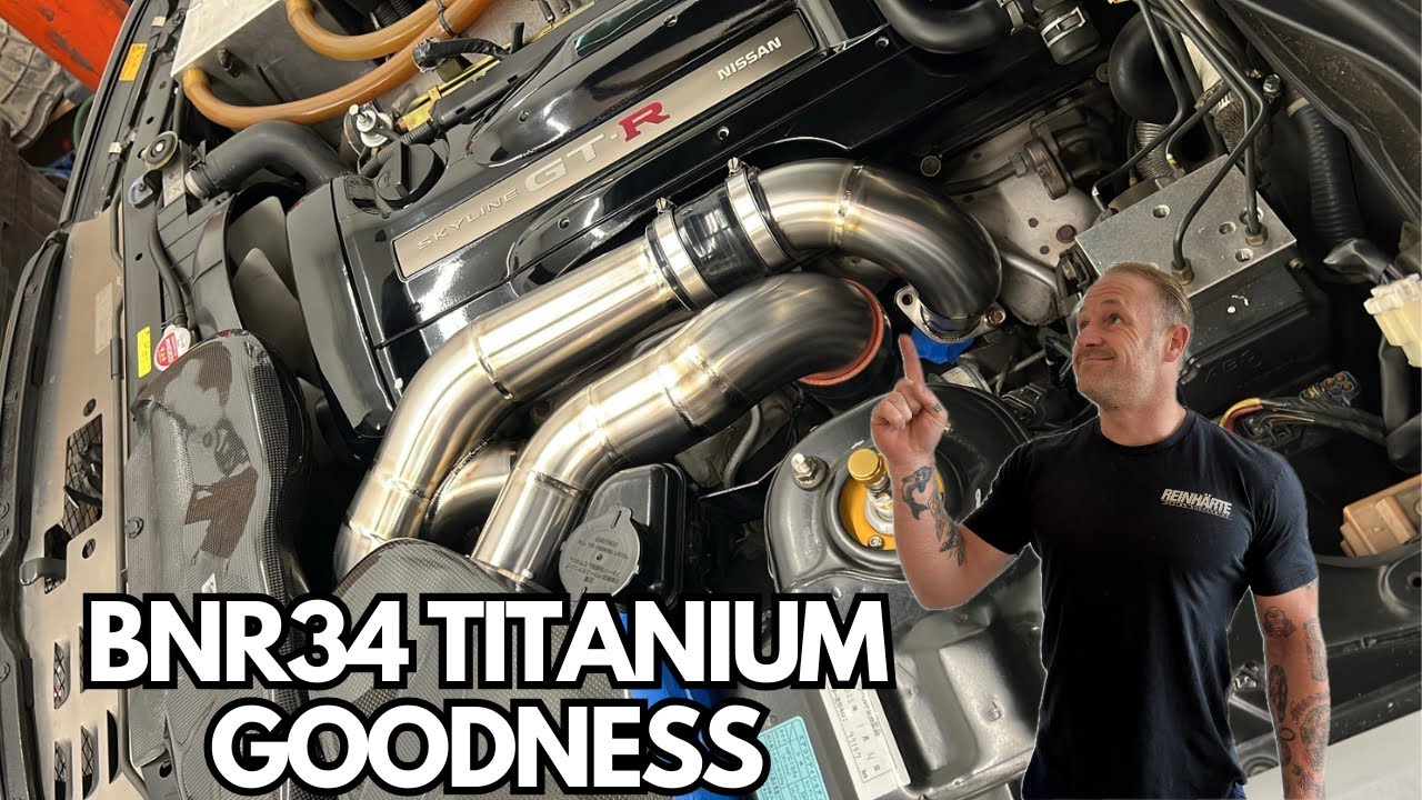 BNR34 TITANIUM GOODNESS | CUSTOM DOWNPIPE AND INTAKES