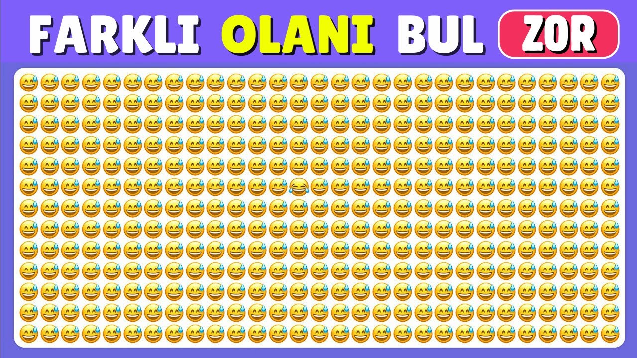 FARKLI OLANI BUL 🔥 Sadece En DİKKATLİ Kişiler Bulabilir! 😱 Kolay, Orta, Zor - Emoji Bulmaca Zor