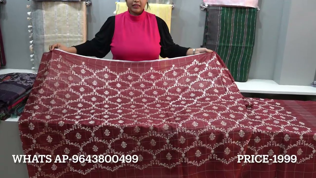 Latest Trendy Bhagalpuri Organza Silk Saree With Beautiful Embroidery Design Saree|New Saree Design