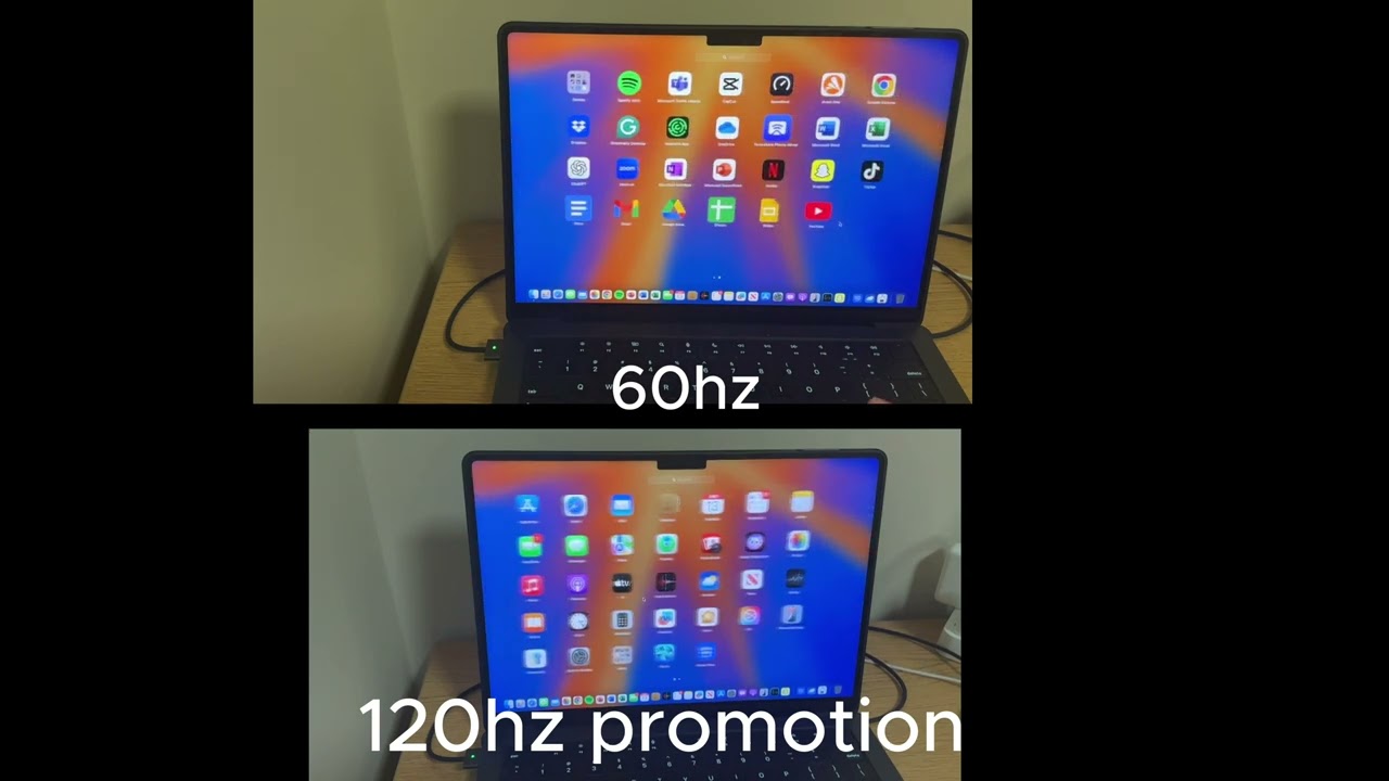 difference between 60hz vs 120hz promotion on mac