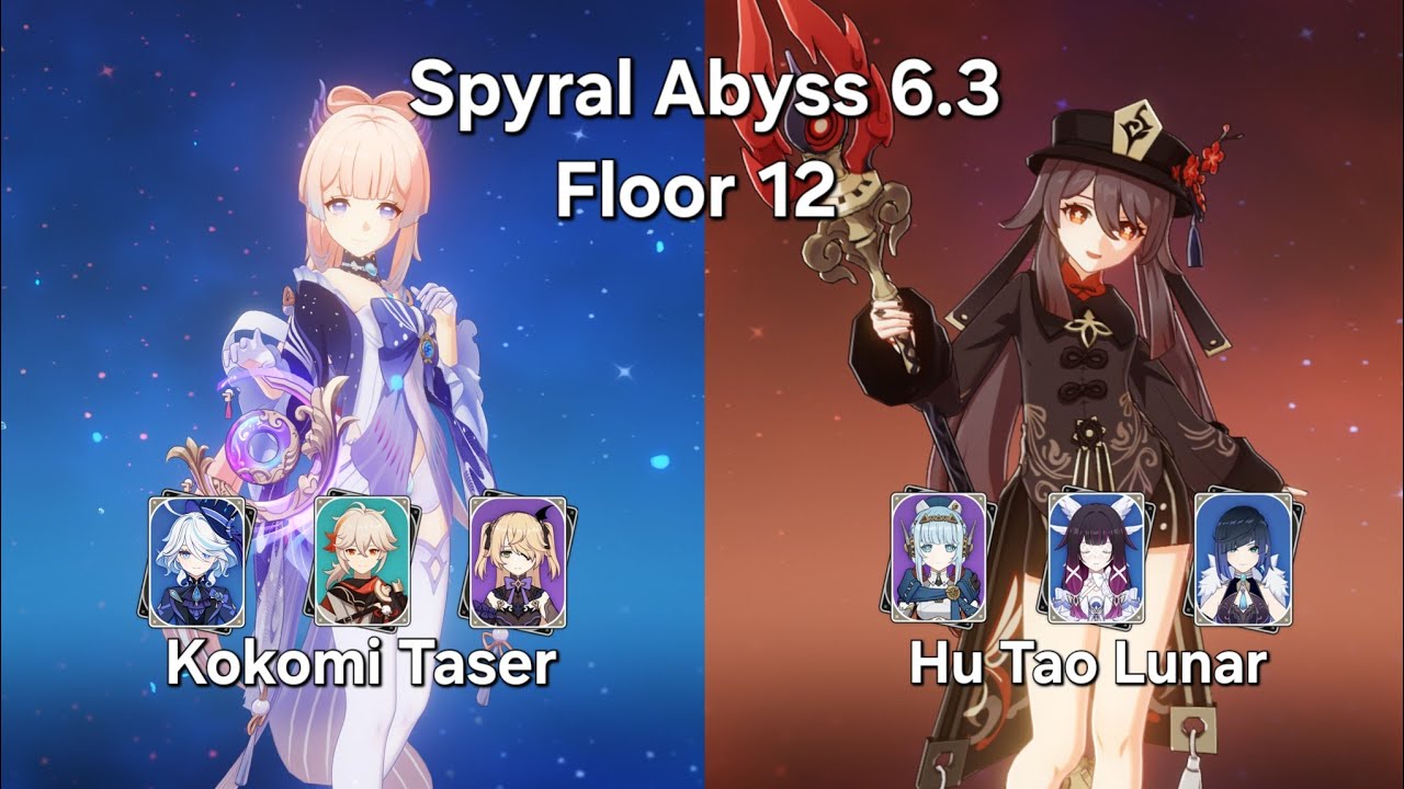 C1 Hu Tao Colombina Lunar & C0 Kokomi Taser | Spiral Abyss 6.3 Floor 12 | Genshin Impact