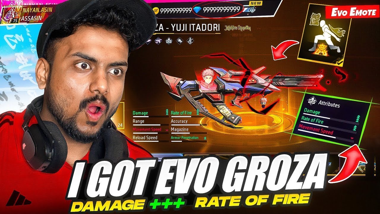 99 Diamonds Evo Groza Yuji Itadori 😱 Phone Gameplay Groza 😱 - Garena Free Fire Max PW GAMER is liv