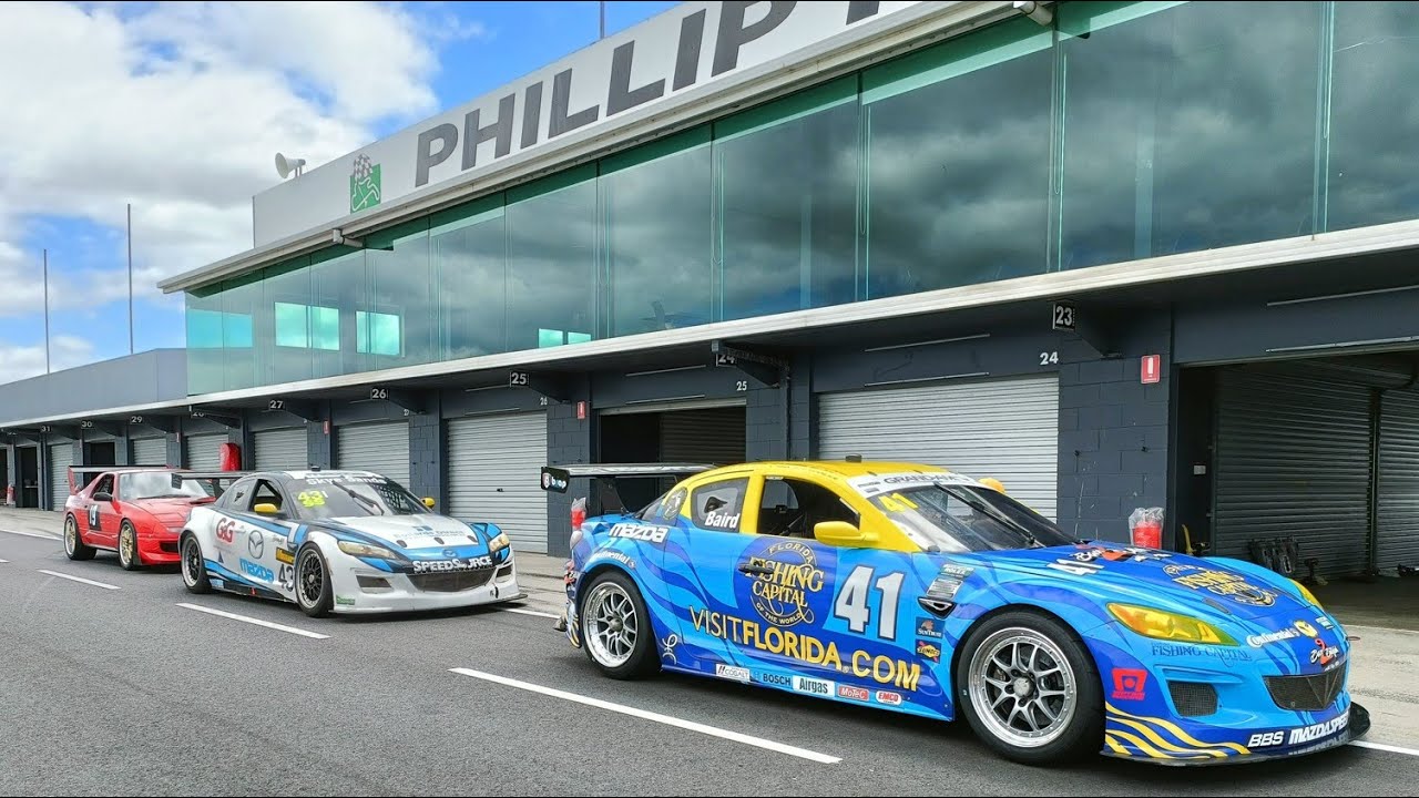 Two SpeedSource 20B RX-8 Grand Am GT's #41 & #43 screaming with incar video, Phillip Island Dec 24