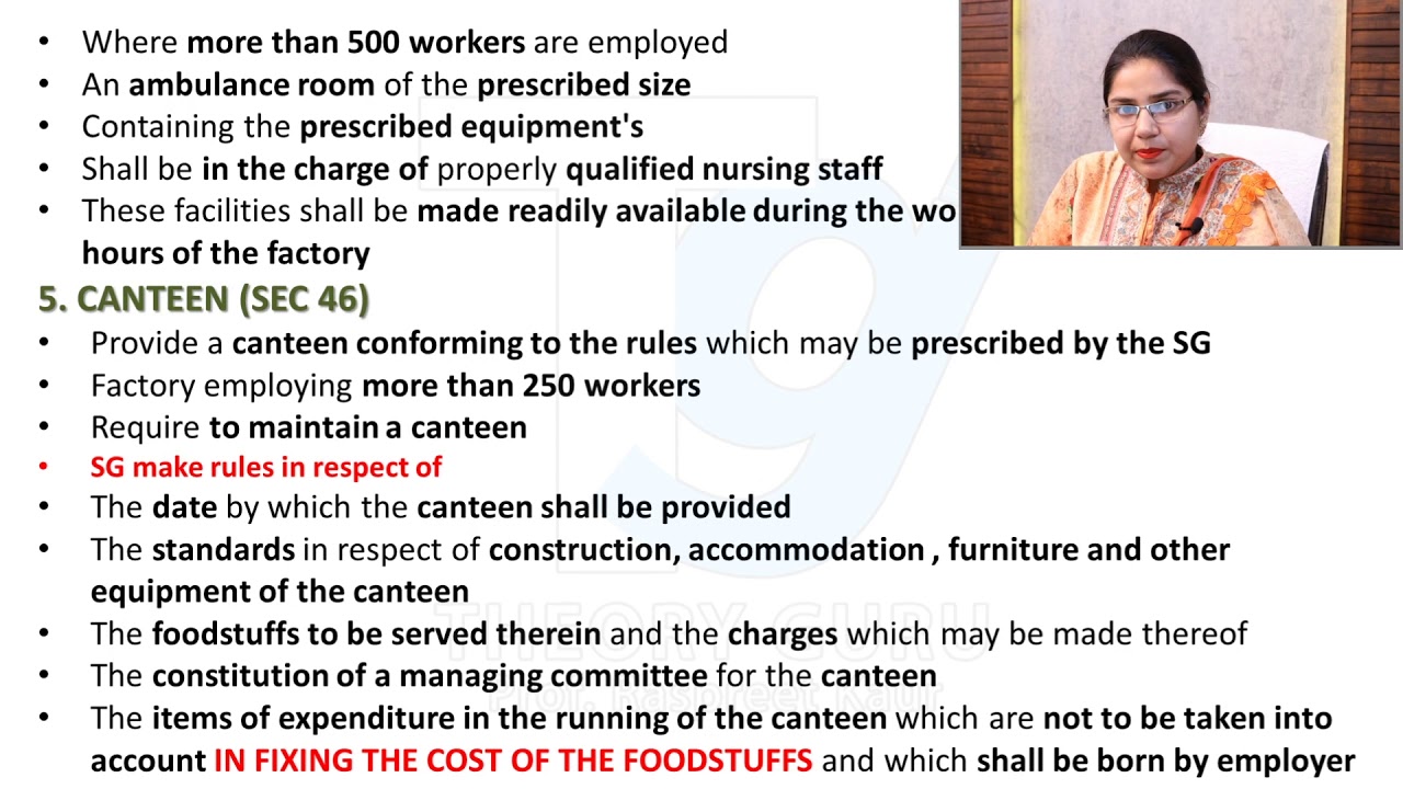 WELFARE (SEC 42-50)# PART 7# Factories act 1948