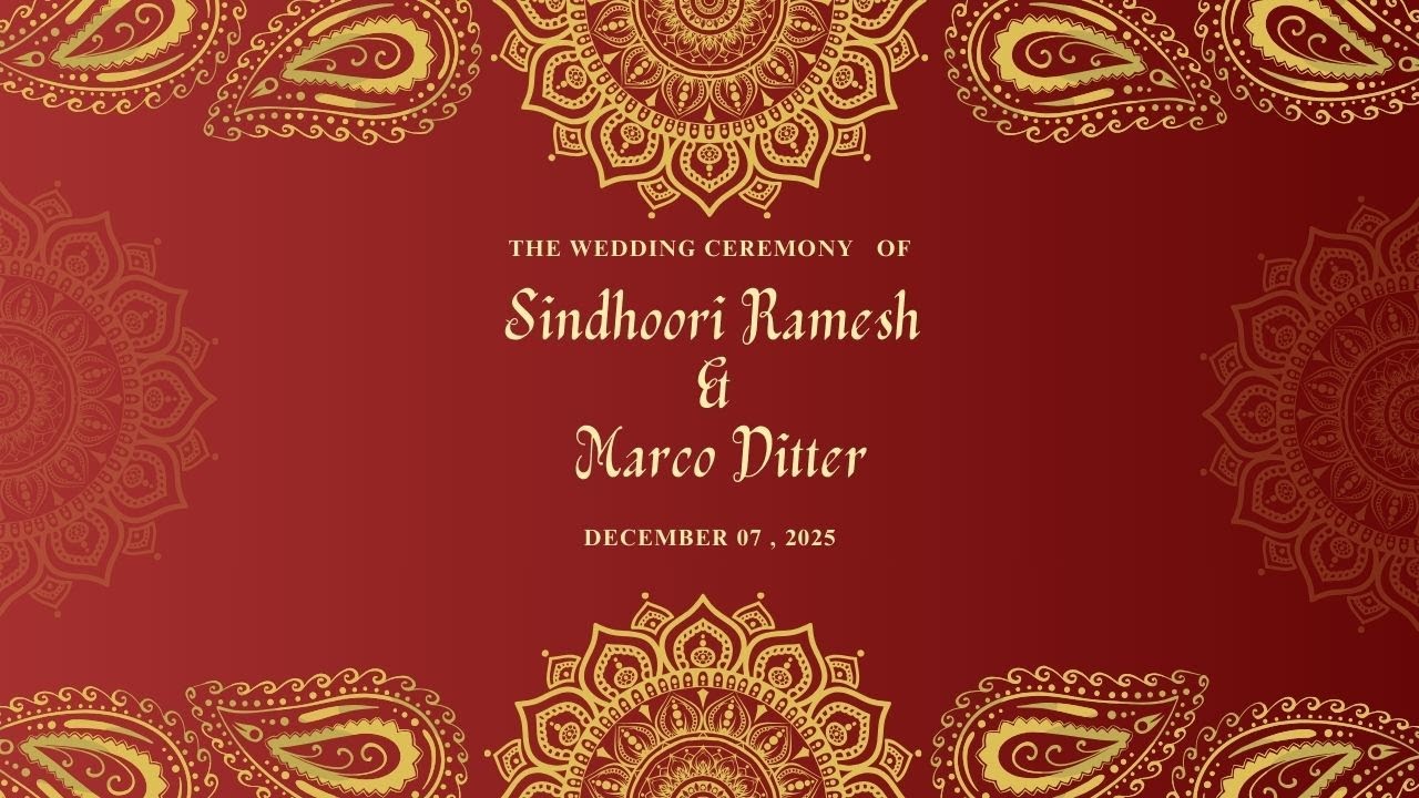 Wedding   Ceremony of  MARCO DITTER  &  SINDHOORI  RAMESH ||  LIVE STREAMING   || 7th  December 2025