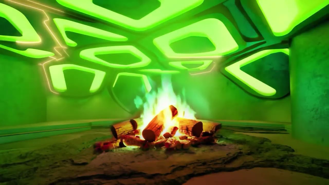 🔥10 Hours - Green Fireplace - Cozy, Relaxing, Stunning