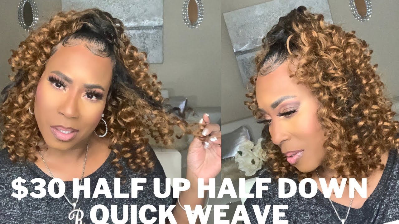 $30 HALF UP HALF DOWN QUICK WEAVE WITH THIN EDGES