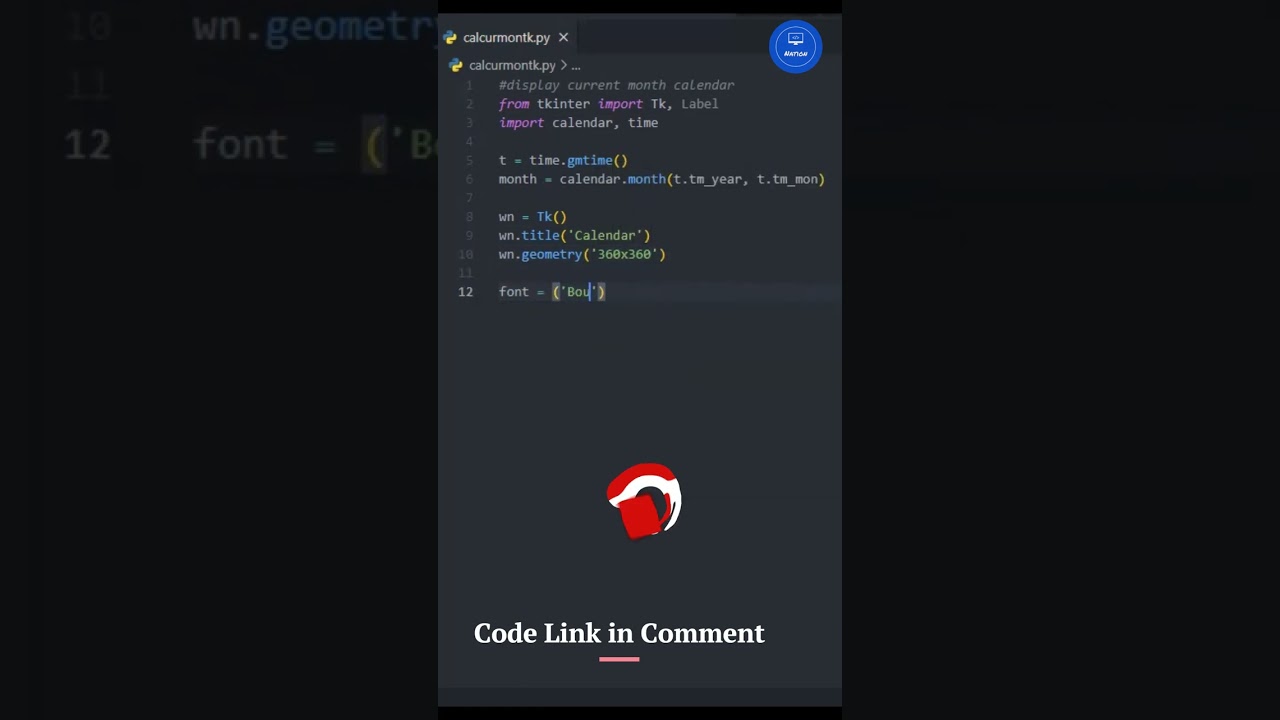display calendar of current month using python #shorts #short