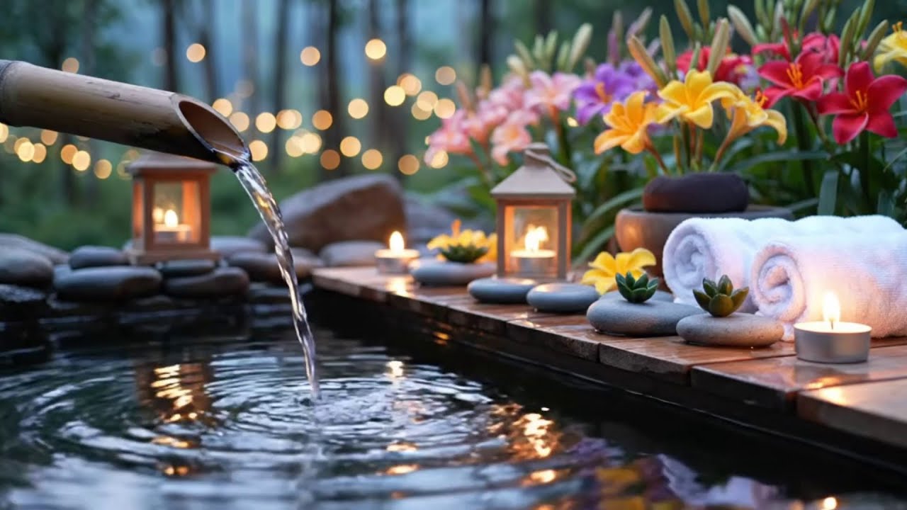 Relaxing Music + Bamboo Water Sounds 🌿 Healing Piano Music for Anxiety & Depression | Deep Rest