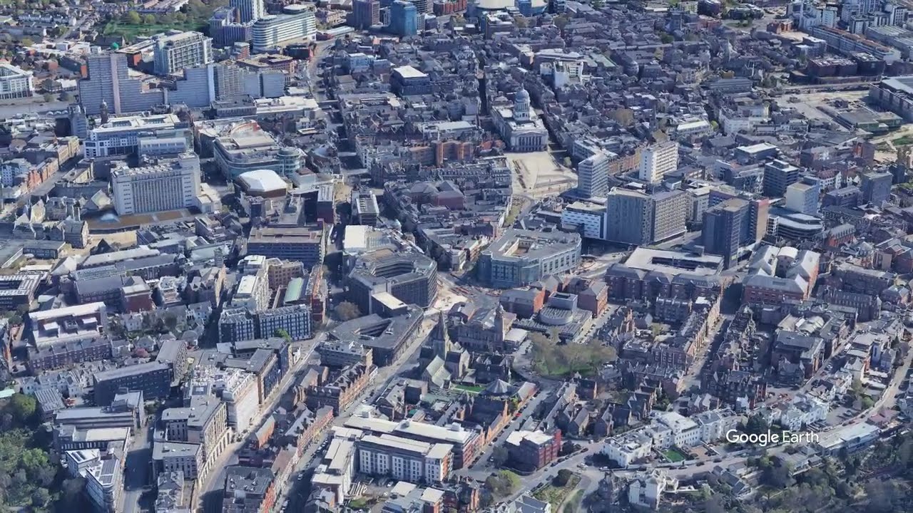Nottingham View 3D  Aerial Tour of a Historic UK City  England in 4K