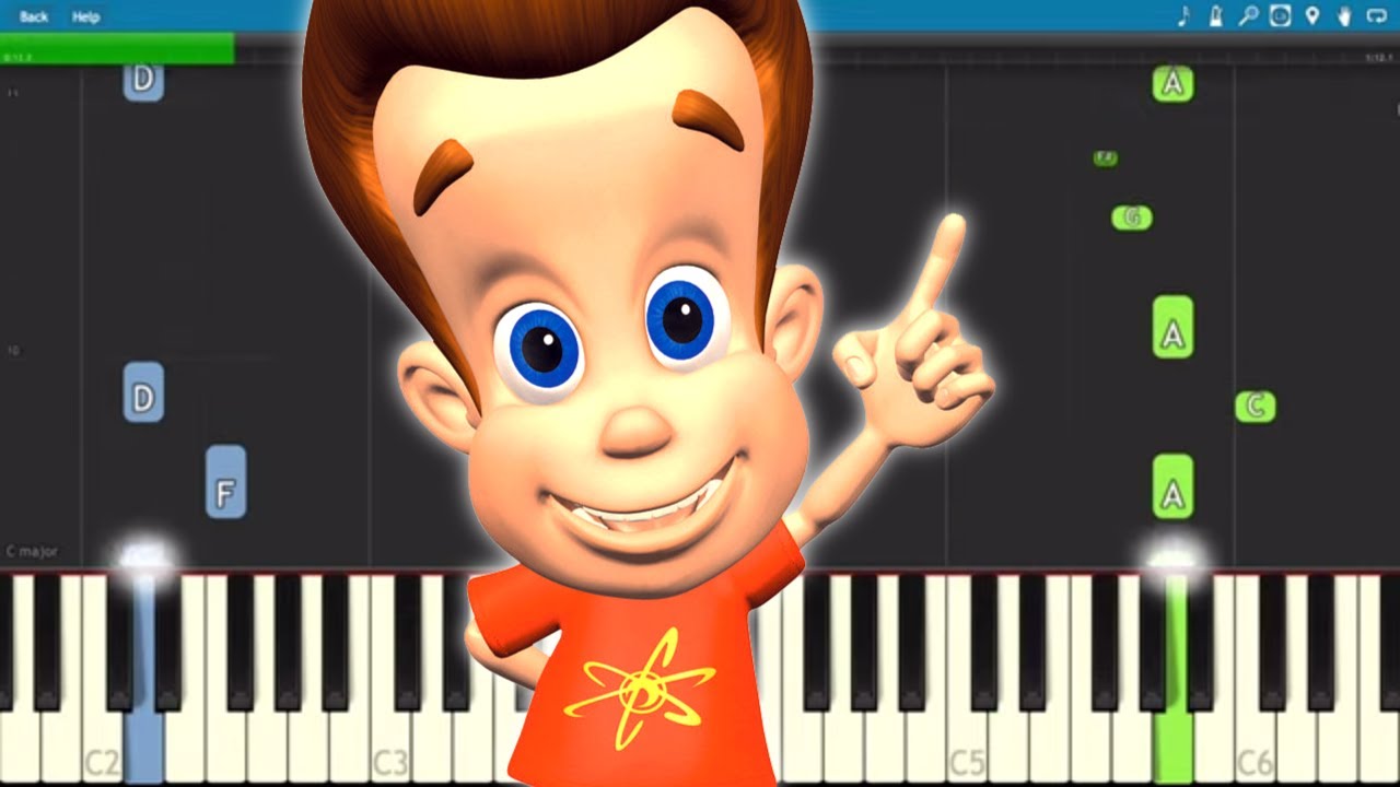 Jimmy Neutron Theme Song - EASY Piano Tutorial